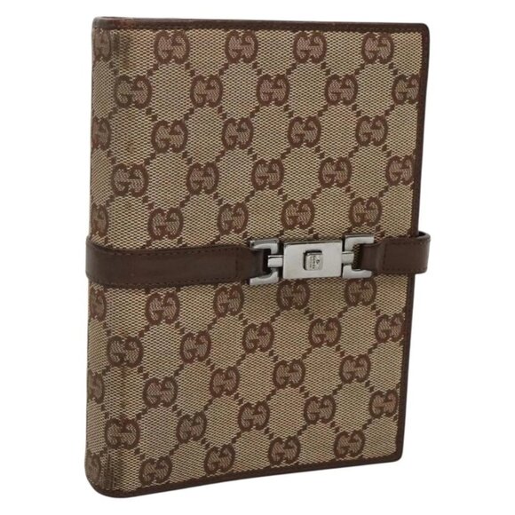GUCCI GG Canvas Jackie Day Planner Cover Beige Silver 29961 Auth 138492 - Picture 1 of 16